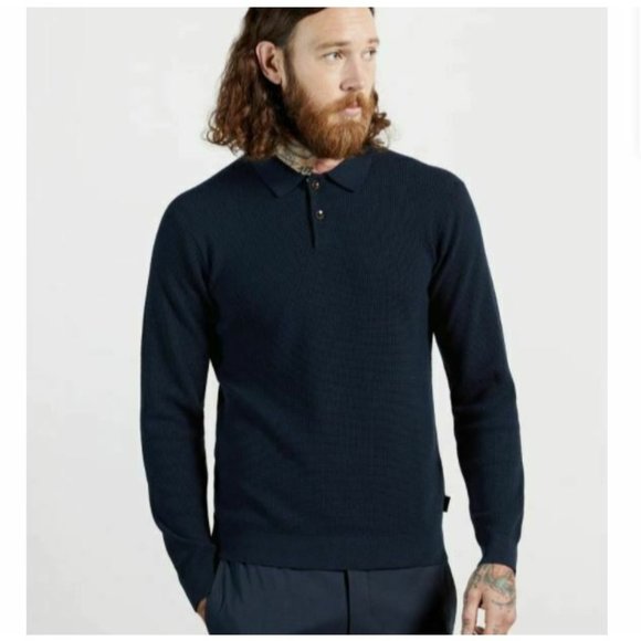 Ted Baker Other - Ted Baker Pullover 243470 MMK Batha Navy Collar Sweater